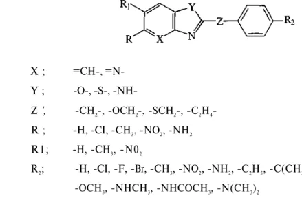 Figure 1. Previously synthesized 2,5,6-trisubstituted-benzoxazoles, benzimidazoles, 