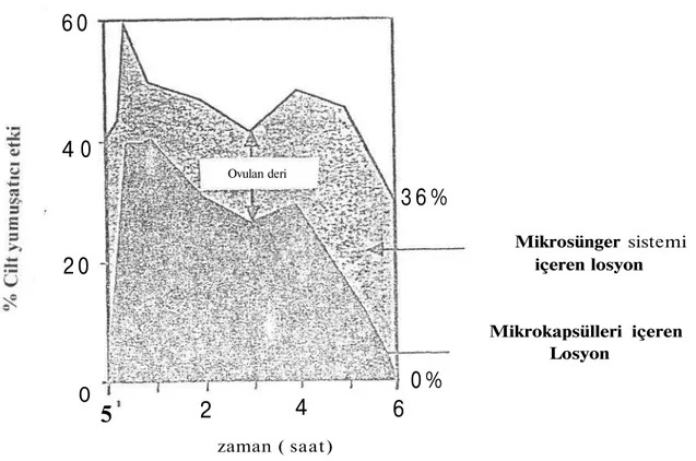 Şekil 3 :Aynı miktarda mineral yağ içeren cilt yumuşatıcı etkili iki formülasyondan bir tanesi 