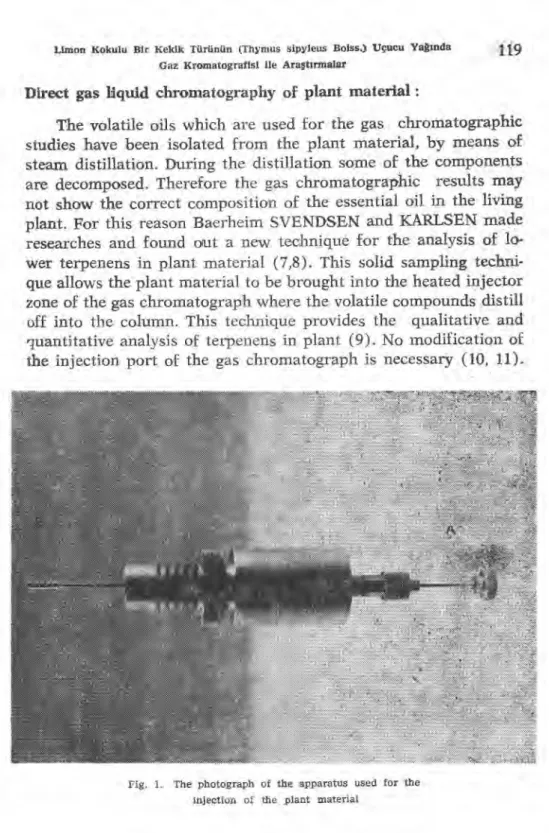 Fig. 1. The photograph of the apparatus used for the  injection of the, plant material 