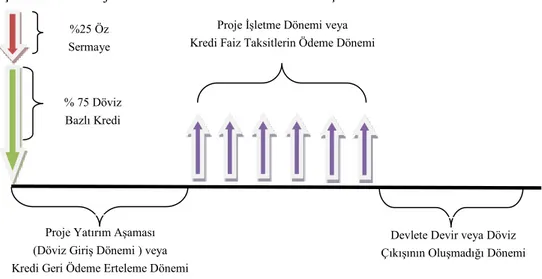 Şekil 1. KÖİ Proje İle Kullanılan Kredilerin Nakit Akışları 