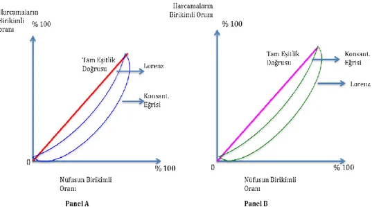 Grafik 1. Lorenz Eğrisi ve Sağlık Harcamaları Konsantrasyon Eğrisi 