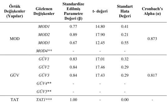 Tablo 1. DFA Sonuçları 