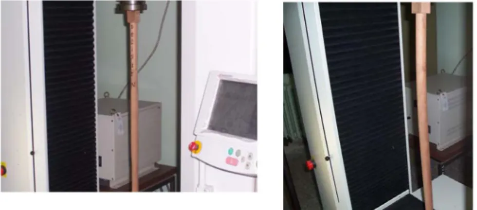 Figure 3. Buckling test set-up and buckling form for uniform cross-section for sapele 