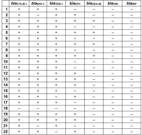 Table 6: Distribution of qnr and sul gene determinants in CR-Kp strains