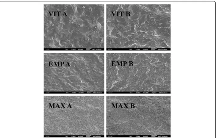 Fig. 9 VIT A is non-aged, VIT B is aged VIT specimen. EMP A is non-aged, EMP B is aged EMP specimen