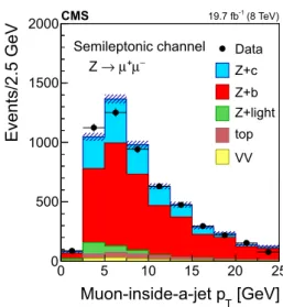 Fig. 1 Transverse momentum distribution of the selected muon-inside-