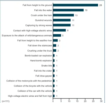 Figure 3. Event or accident types in selfie-related injuries and de-