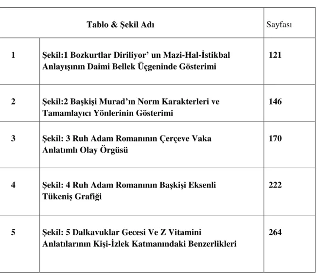 TABLO VE ŞEKİLLER LİSTESİ  