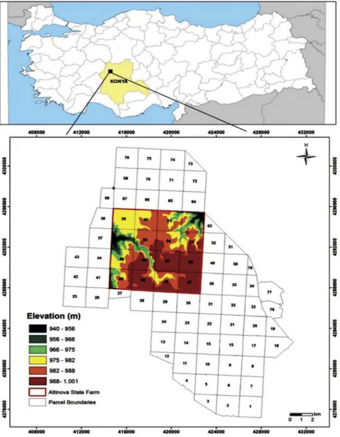 Figure 1. The location and elevation of Alt ınova State Farm (Bayramin et al. 2013 ).