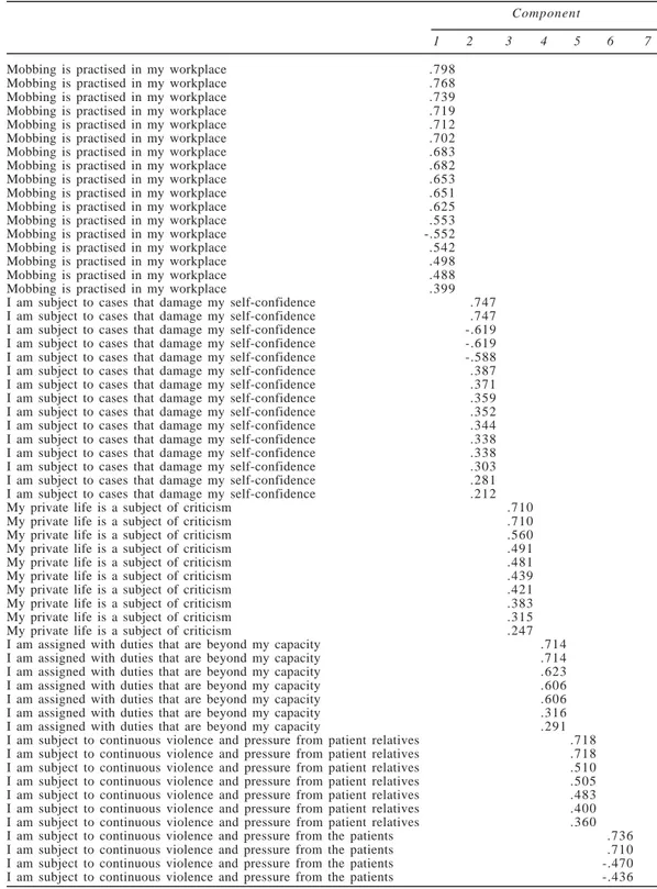 Table 2: Factor loads regarding the scale