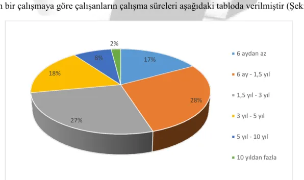 Şekil 1: Kıdemlerine Göre Çalışanların Dağılımı (5)