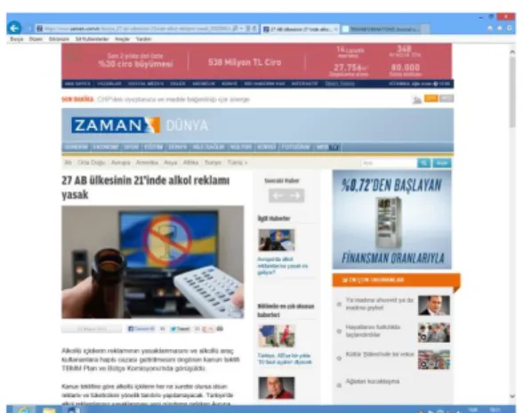 Şekil 5: Zaman Gazetesi’nde Avrupa Birliği Haberleri (http://www.zaman.com.tr) 