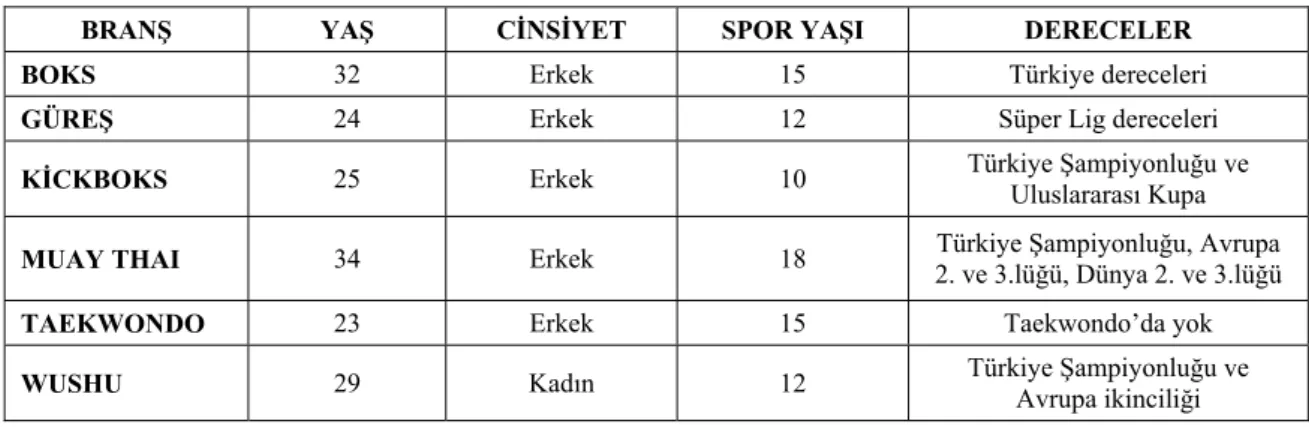 Tablo 1:Katılımcıların demografik bilgileri. 