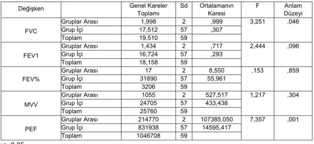 Tablo 6. Post-Hoc DUNCAN Testi 