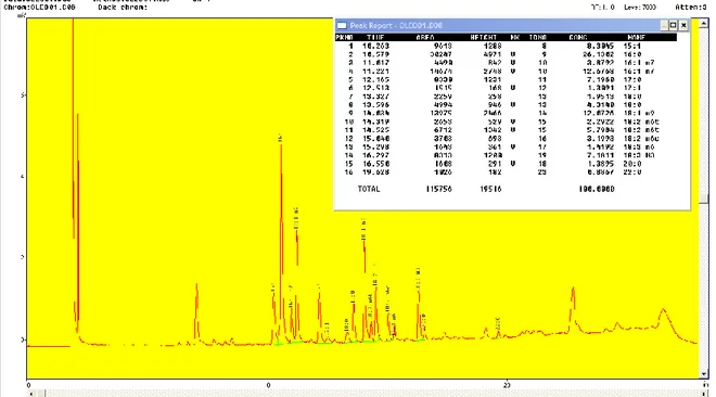 Fig 1. Total ion chromatogram of olive leaf extract. 