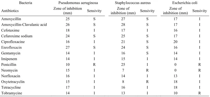 Table 1. Antibiotic susceptibility of the bacteria isolates from kids eye with keratoconjunctivitis