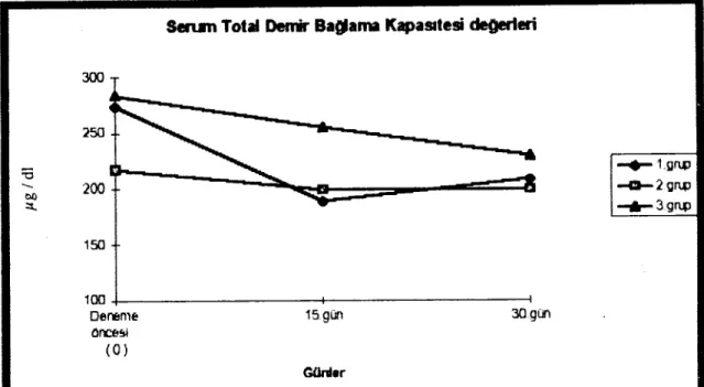 Grafik 2 : Yavru köpeklerden elde edilen serum total demir bağlama kapasitesi değerleri Grafic 2 : Serum total iron binding capacity values obtained from puppies