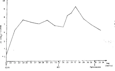 Grafik ı. Birinci ve ikinci aşılamadan sonra ortalama HI titresi.