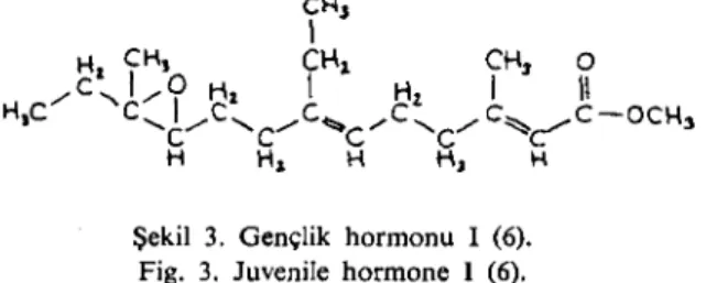 Şekil 3. Gençlik hormon u i (6). Fig. 3. Juvenile hormone ı (6).