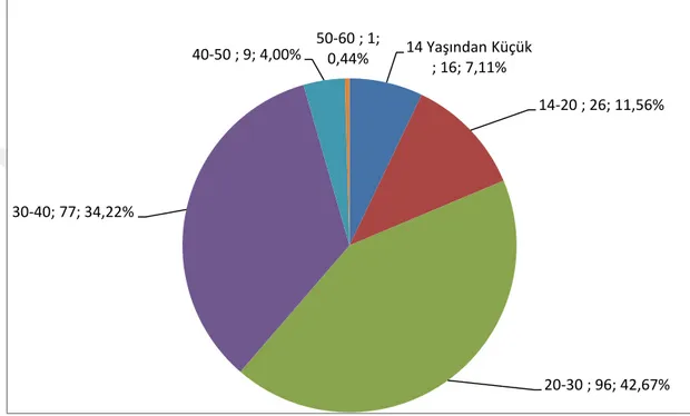 Grafik  2.  13:  Devlete  Karşı  İşlenen  Cinayet  Suçlarının  Faillerinin  Yaş  Aralığı  Dağılımı 393