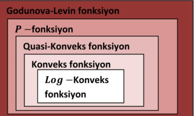 ġekil  2.7.  Godunova-Levin,     fonksiyon,         Konveks  fonksiyon,  Konveks                    fonksiyon ve      Konveks fonksiyon sınıflarının ilişkisi 