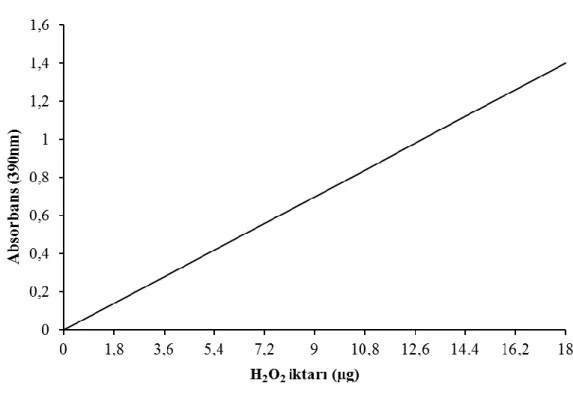 Şekil 3.3.   H2O2 ölçümünde kullanılan standart grafik 