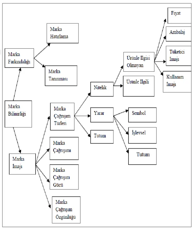 Şekil 1. 8. Keller’in Tüketici Temelli Marka Değeri Modeli (Keller, K.Lane, 1993:  7) 