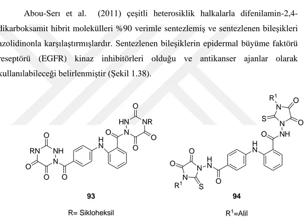 Şekil 1.38. Difenilamin-2,4-dikarboksamit türevleri  1.2.3.  Piridin-2,6-dikarboksamitler   