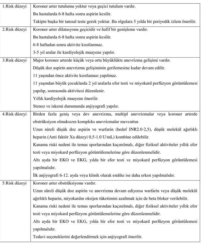 Tablo 1.10 Uzun süreli izlemde risk sınıflaması (1) 