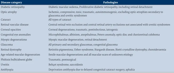 Table 1  Disease categorization for visual impairment