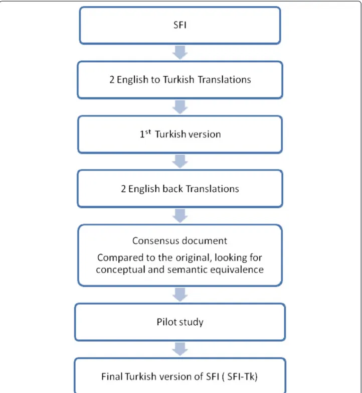 Figure 1 Flowchart of the translation of the Spine Functional Index (SFI) from English to Turkish.