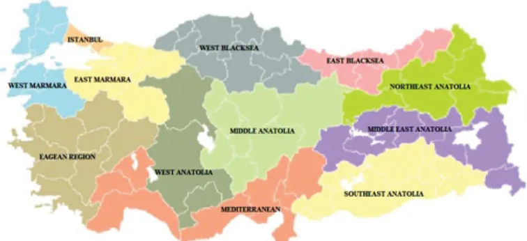 Figure 1. Twelve NUTS regions of Turkey
