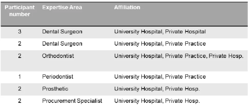 Table  3.1 Number and Expertise  Areas of Experts 