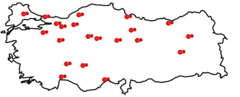 FIG. 1. The cities of the participant