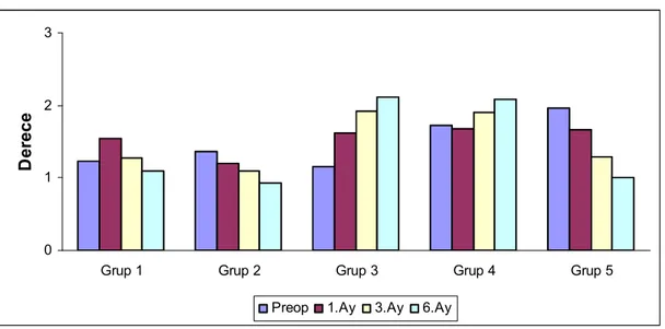 Şekil 4.4.   Gruplarda  zamana  göre  nazal  impresyon  sitolojisi  skorlarının  ortalamalarının  grafiksel dağılımı 