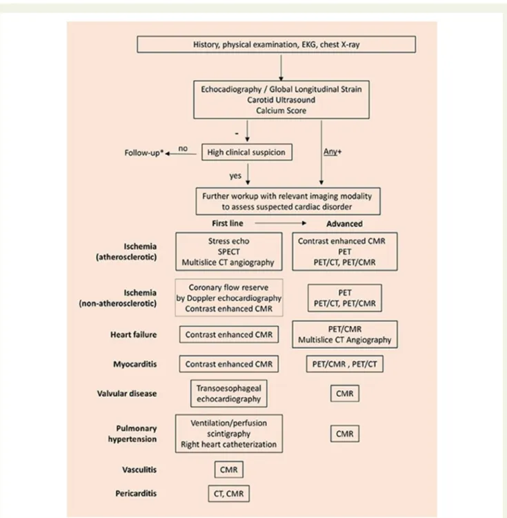 Figure 9 Proposal of screening algorithm for cardiovascular involvement with imaging in systemic rheumatologic diseases