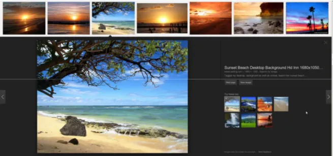 Şekil 1.1 “Sunset in beach” ifadesinin Google arama motoruna göre sonuçları 