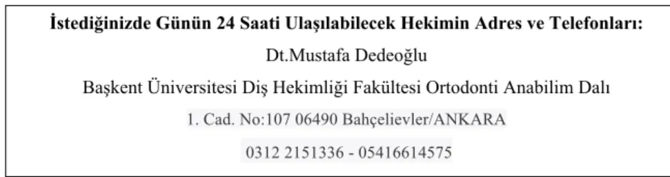 Şekil 3.3. 15 Yaş üstü hastalarda kullanılan onam formu (devam)