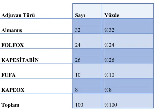 Tablo 11: Adjuvan Tedavi Türü 