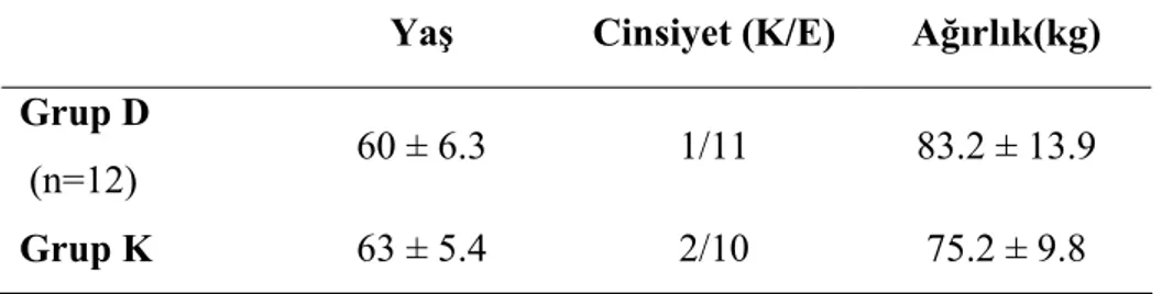 Tablo 3. Koroner arter bypass greftleme cerrahisi geçiren hastaların demografik özellikleri 