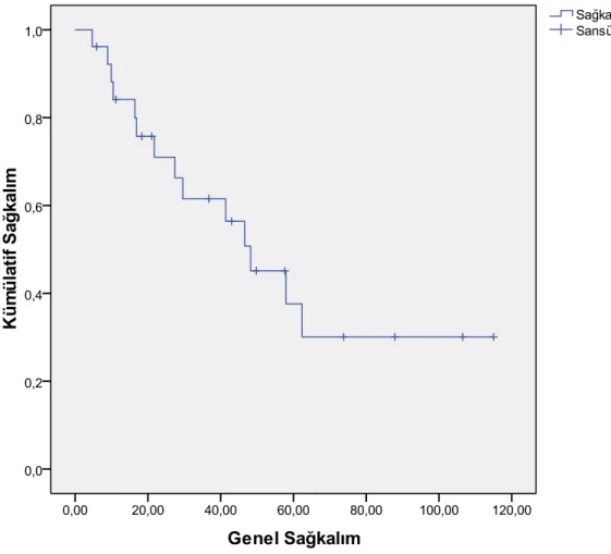 Şekil 4.2. Tüm olgulara ilişkin genel sağkalım eğrisi 