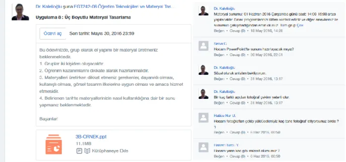 Şekil 4. Ödevlerin Oluşturulması ve Geri Dönütler