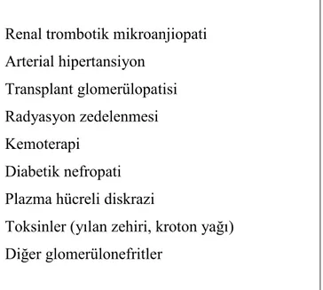 Tablo 2.4: Mezangiolizis ile birlikte olan durumlar (2).     