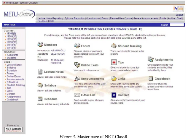 Figure 3. Master page of NET-ClassR 