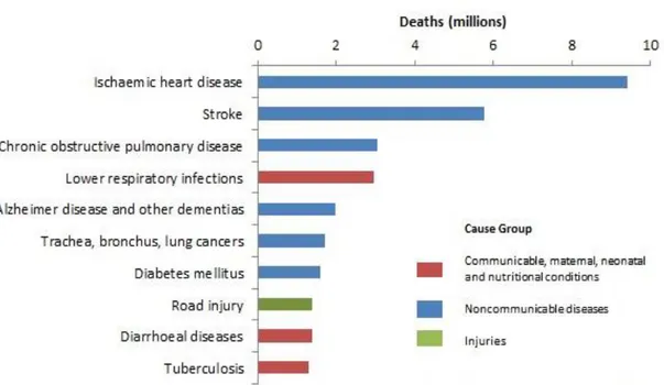 Şekil 1 Küresel İlk 10 Ölüm Sebebi (WHO Top Ten Causes of Death) (5). 