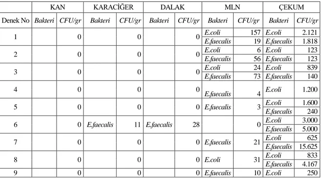 Tablo  4.2.  Grup  II‟  de  kültür  alınan  bölgelerde  üreyen  mikroorganizmaların  logaritmik 