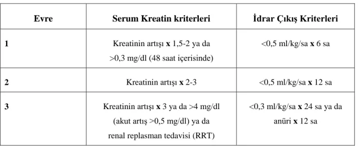 Tablo 2. AKIN Kriterleri (48 saat içerisinde) (12) 