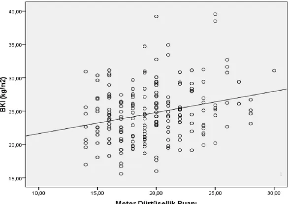 Şekil 4.2. BKİ ve motor dürtüselik puanı ilişkisi 
