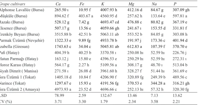 Table 4- Mineral contents of traditionally processed grape pekmez samples ( mg kg -1 )
