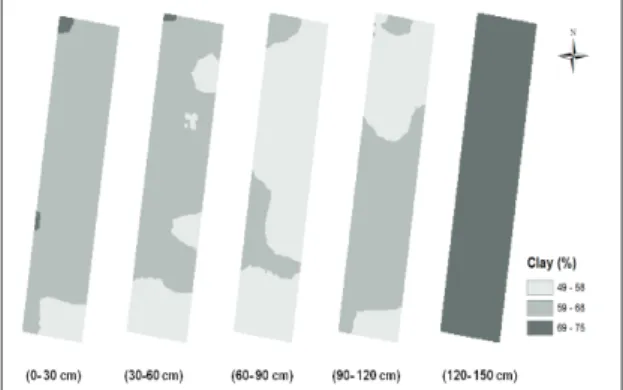 Figure 4- Soil layer mapping of estimated clay  percentages